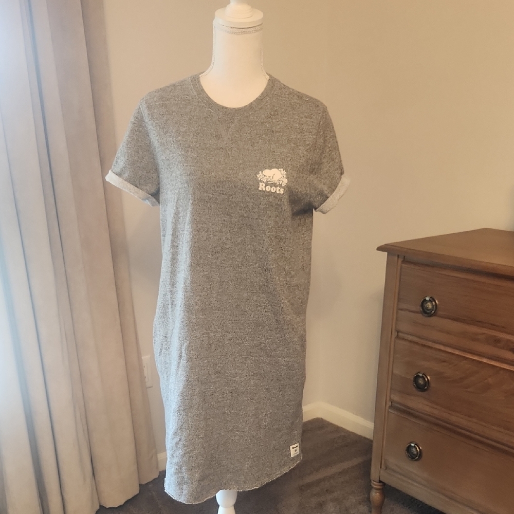 Roots Grey Heather Tee Dress with Contrast Cuffs
